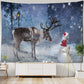 Christmas Tapestry Wall Hanging Winter Night Snowflake Elk Santa Claus Hanging Fireplace Blanket Gift Home Wall Decorations