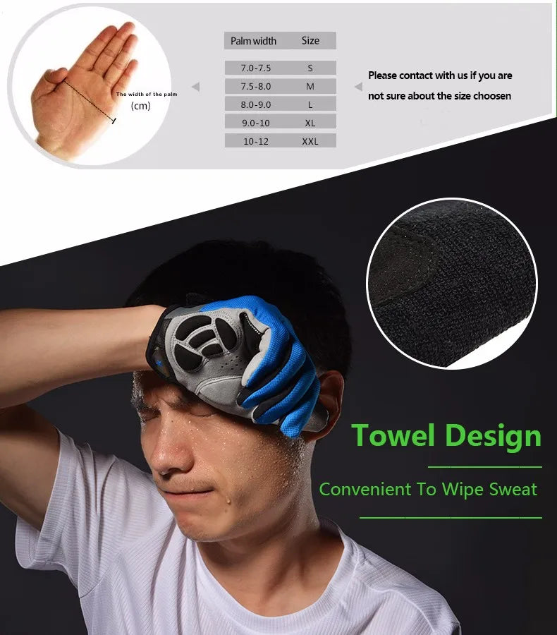 ROCKBROS Fahrradhandschuhe Schwammpolster Lange Finger Motorradhandschuhe für Fahrrad Mountainbike Handschuhe Touchscreen MTB Handschuhe