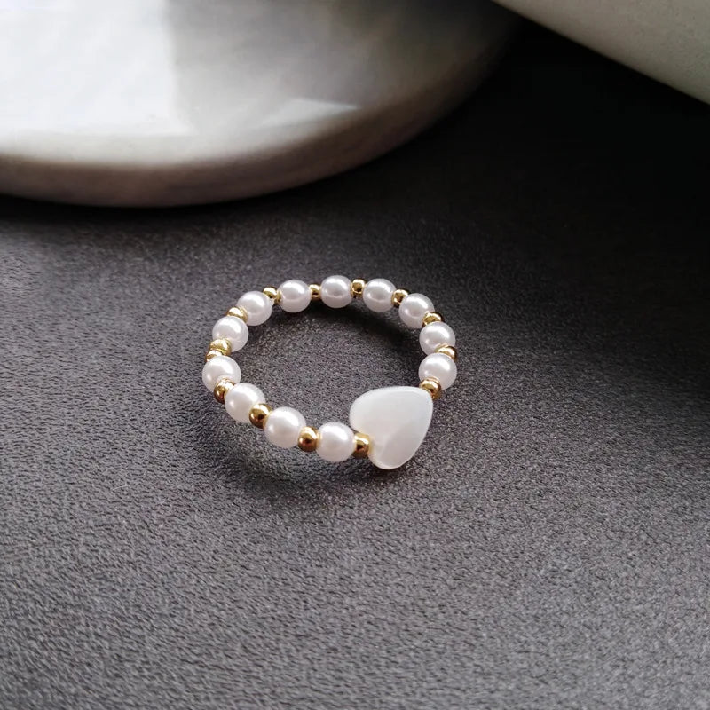 Handgewebter Liebesperlenring Mode Damen Herren Runder Kugelperlen verstellbarer Retro-Ring Schmuck