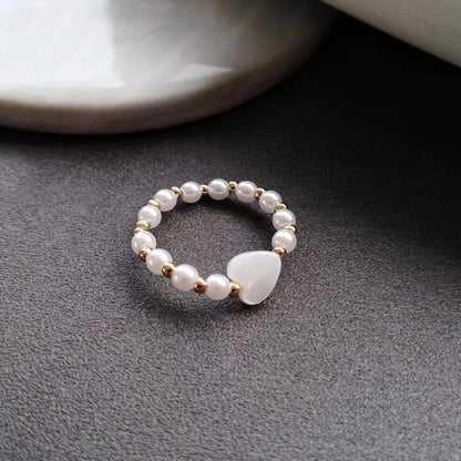 Handgewebter Liebesperlenring Mode Damen Herren Runder Kugelperlen verstellbarer Retro-Ring Schmuck