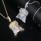 2024Neu Zweifarbig Roségoldfarbe Hip Hop Jesus Christus Kopf Anhänger Mikro Pavé 5A Zirkonia CZ Iced Out Herren Mode Schmuck