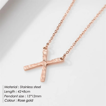 e-Manco Punk Edelstahl Halskette Damen Stylische X-Form Anhänger Halskette Einfache Dünne Halskette für Frauen Modeschmuck
