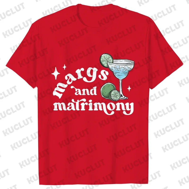 Margs & Matrimony Junggesellenabschied Party T-Shirts Harajuku Sommer Team Braut Tees Brautparty Grafik Y2k Tops