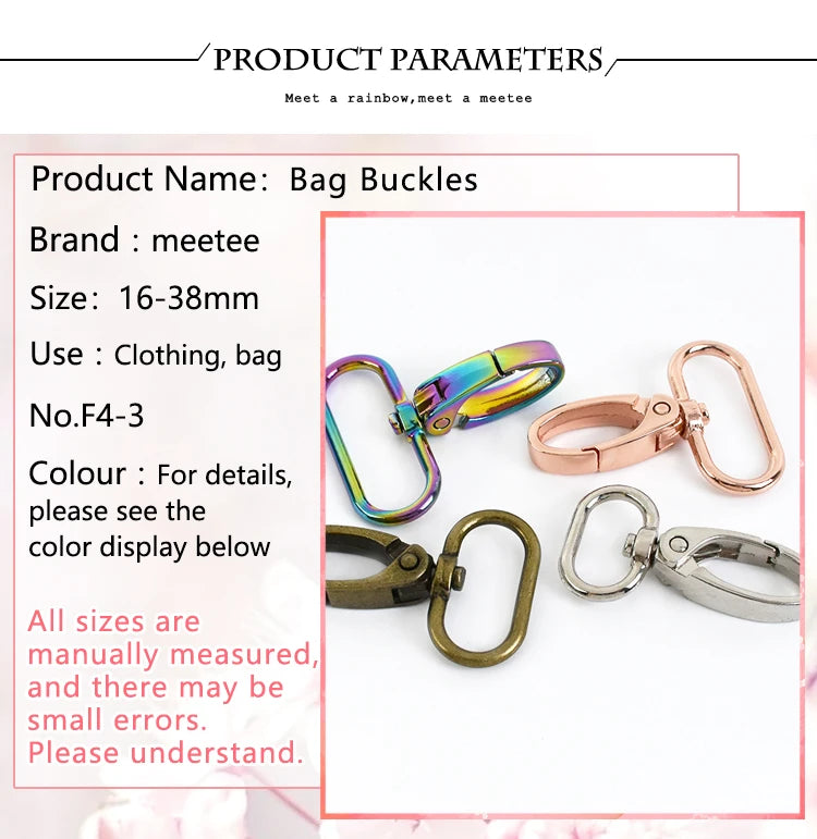 5/10Pcs Meetee 20/25/32/38mm Metal Bags Strap Buckles Lobster Clasp Collar Carabiner Snap Hook DIY KeyChain Bag Part Accessories