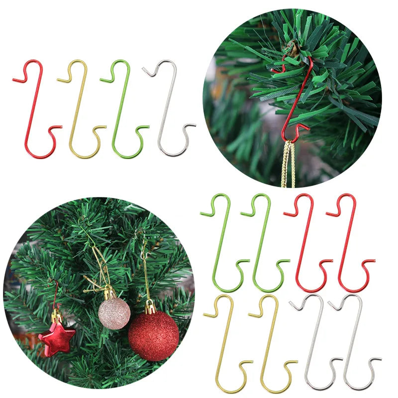50 Stück Weihnachtskugel-Haken aus Metall, S-förmig, Weihnachtsbaumkugel-Anhänger, Hängedekoration für Zuhause, Weihnachten, Neujahr