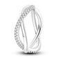 Ringe für Frauen 925 Silberfarbe Zirkon Wickellinie Geometrischer Sternring Verlobung Hochzeit Romantisches Valentinstag Feinschmuck Geschenk
