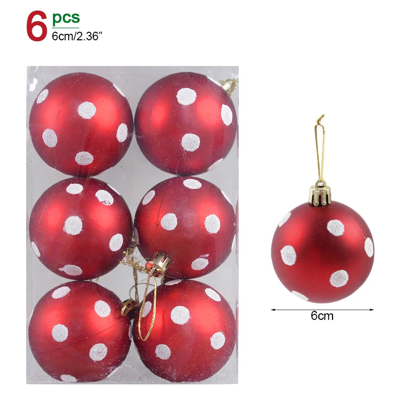 6 Stück 6 cm transparente Schneeball-Weihnachtskugeln Anhänger für Weihnachtsbaumschmuck Klare Kugeln Hängende Ornamente Weihnachten Navidad