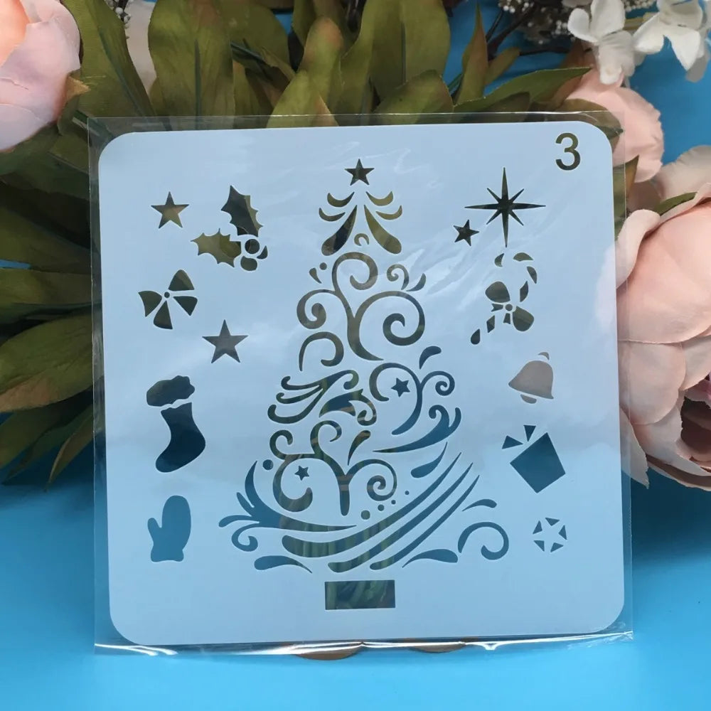 8Pcs/Set 13cm Christmas Model C DIY Layering Stencils Painting Scrapbook Coloring Embossing Album Decorative Card Template