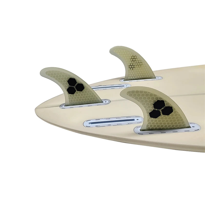Surfbrett Flossen Set Tri Finnen UPSURF Future S/M/L Honeycomb Fiberglas Orange/Gelb/Blau/Grau/Grün mit schwarzem Logo Funboard Finnen