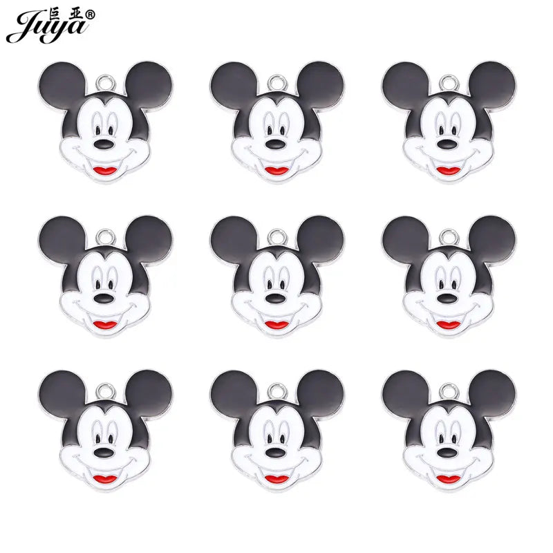 JUYA 15pcs Enamel Mouse Charm Pendants For Jewelry Making Women Kids DIY Necklace Handmade Findings Crafts Accessories