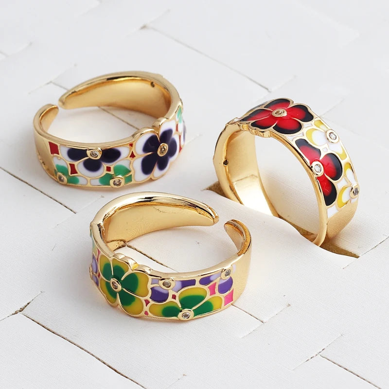 2025 Neue Ringe für Frauen Kreative handgemachte Emaille Handwerk Damenringe Damen Party Schmuck Epoxidharz Handwerk Damenringe