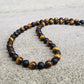Men's Necklace Natural Coconut Pearls, Heishi Pearls in White Natural Shell and Black Wood  Beaded Surfer Necklace
