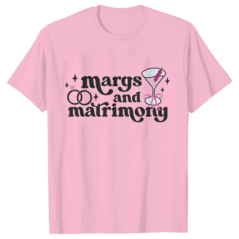Margs & Matrimony Junggesellenabschied Party T-Shirts Harajuku Sommer Team Braut Tees Brautparty Grafik Y2k Tops