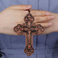 Diyalo Katholisches Metallkruzifix Jesus Christus Kreuz Anhänger Halskette Rosenkranz Holzkugeln Kette Halskette Damen Herren Schmuck Geschenk
