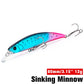 TSURINOYA 80S 12g Sinking Minnow Fishing Lure DW96 8cm Large Trout Pike Rockfish Hard Bait Jerkbait Freshwater Saltwater Wobbler