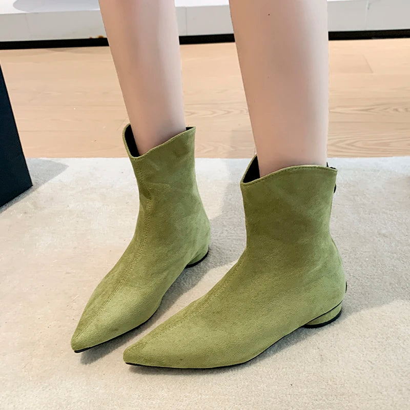 Damen-Stiefeletten mit niedrigem Absatz für Herbst und Winter, Frühlings- und Herbststiefeletten, schlichte und vielseitige Ankle Boots