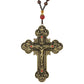 Diyalo Katholisches Metallkruzifix Jesus Christus Kreuz Anhänger Halskette Rosenkranz Holzkugeln Kette Halskette Damen Herren Schmuck Geschenk