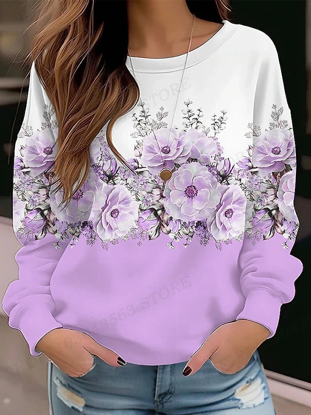 Blumen-Hoodie Rundhals Y2k Hoodie Damen Mode Hoodies Mädchen Mäntel Damen Sweatshirts Blumen Kleidung Geschenke Mäntel Rundhals Pullover