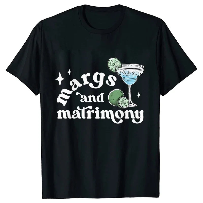 Margs & Matrimony Junggesellenabschied Party T-Shirts Harajuku Sommer Team Braut Tees Brautparty Grafik Y2k Tops
