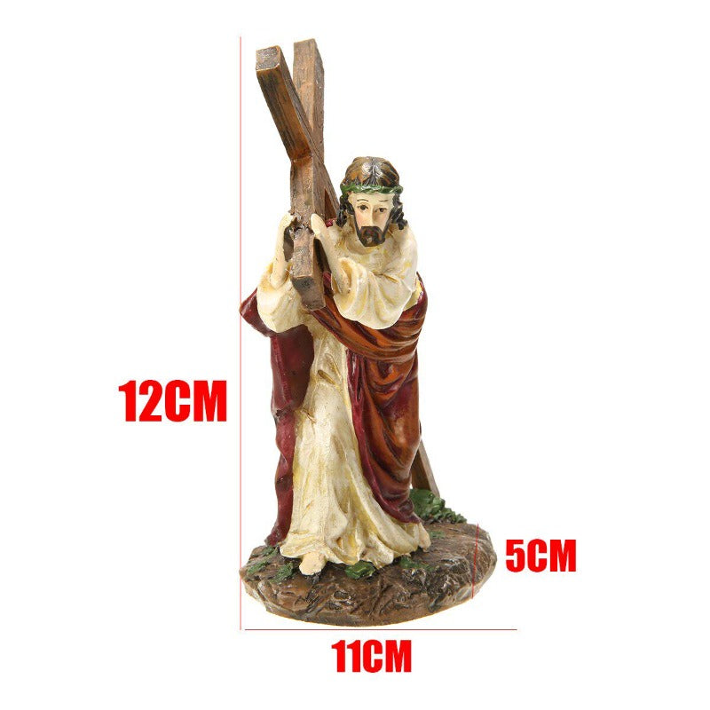 1pc Crucifix Statue Jesus Cross Resin Statue Christ Figure Catholic Religious Accessories Decor