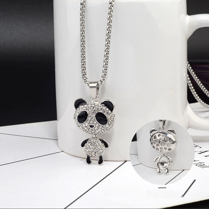 Fashion Movable Panda Necklace Lady Exquisite and Cute Cartoon Animal Hip-hop Personality All-match Pendant
