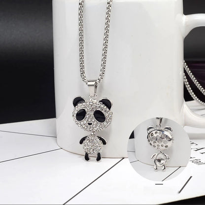 Fashion Movable Panda Necklace Lady Exquisite and Cute Cartoon Animal Hip-hop Personality All-match Pendant