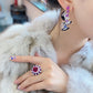 925 Silberring Oval Vintage Echt Rubin Ringe für Frauen Verlobung Edelstein Ehering Edler Schmuck Geschenk