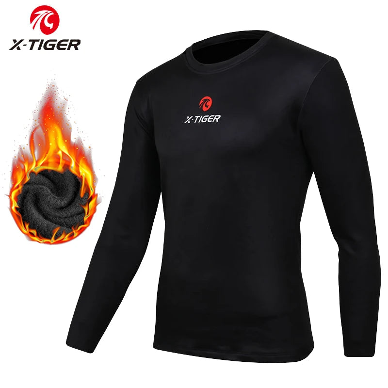 X-TIGER Winter Fahrrad Unterhemd Langarm Warme Fahrrad Unterwäsche Fleece Sport Radtrikot Hält Warm Rennrad Shirt