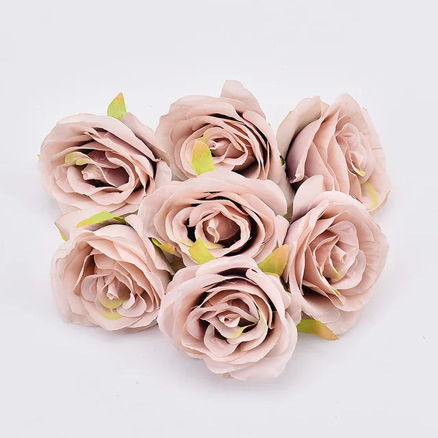30pcs/7-8cm White Rose Artificial Silk Flower Heads DIY Wedding Home Birthday Party Decoration Wreath Scrapbooking Fake Flowers