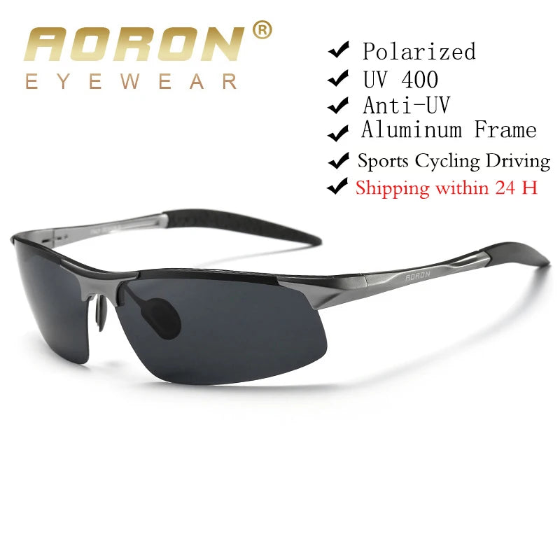 AORON Polarisierte Herren-Sonnenbrille für Autofahrer, Aluminium-Magnesium-Rahmen, Sport-Sonnenbrille, Fahrer-Retro-Brille, UV400, Blendschutz