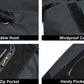 TRVLWEGO Camping Wanderjacke Herren Herbst Outdoor Sportmäntel Klettern Trekking Windbreaker Reise Wasserdichte Jacken Schwarz