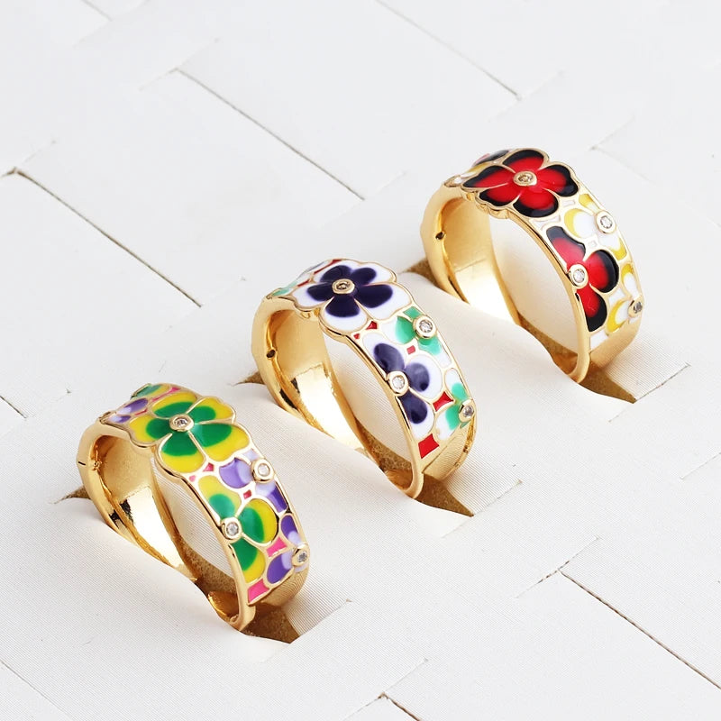 2025 Neue Ringe für Frauen Kreative handgemachte Emaille Handwerk Damenringe Damen Party Schmuck Epoxidharz Handwerk Damenringe