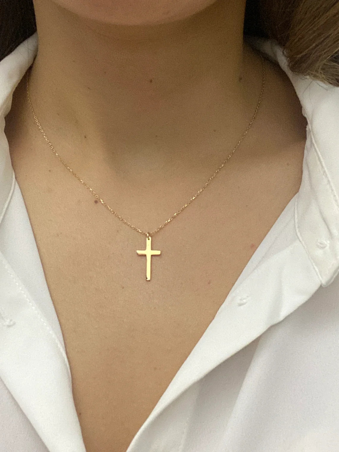 Mode Edelstahl Kreuz Gold Silber Farbe Halskette für Damen Herren Exquisite Kette Halsketten Schmuck Geburtstagsgeschenk