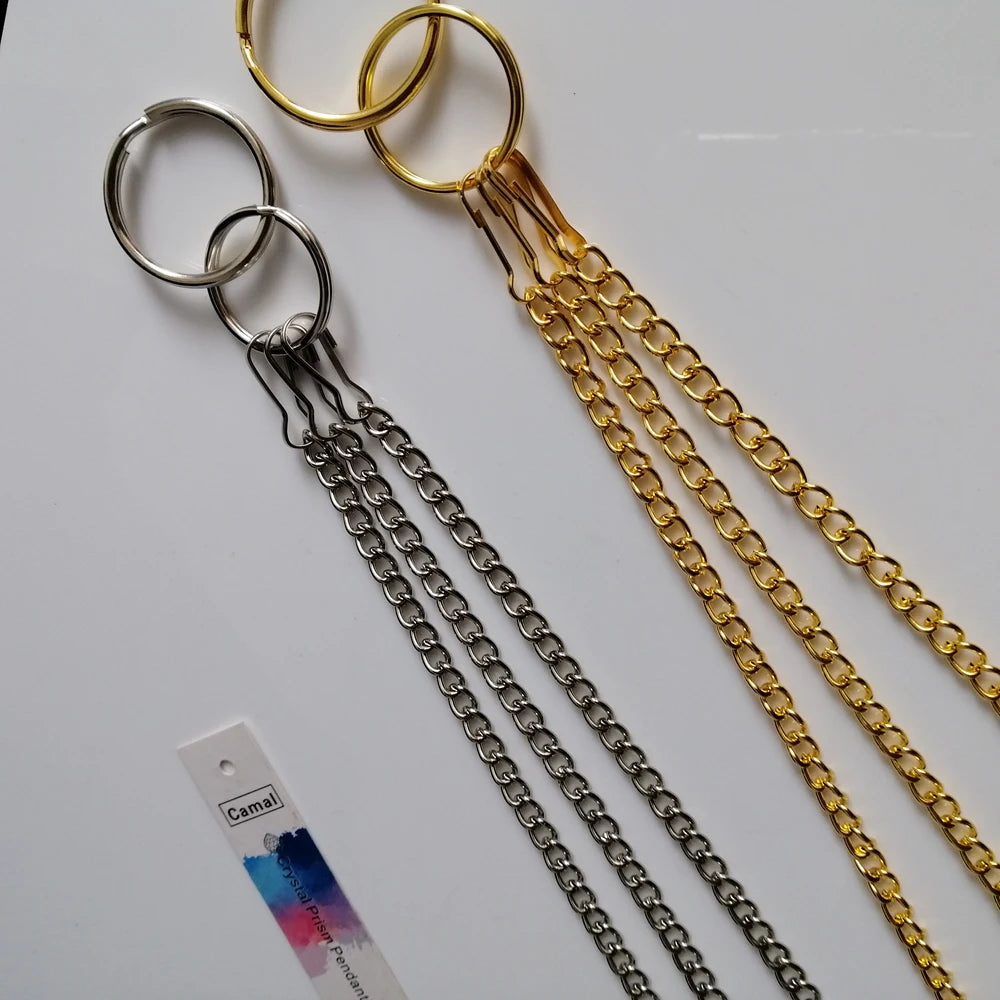Camal 1 Stück L26cm Chrom/Gold Hängekette für Aufhänger Mittelstück Kronleuchter Rahmen Hochzeit Weihnachtsfeier Kristallperlen Dekor
