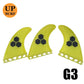 Surfbrett Flossen Set Tri Finnen UPSURF Future S/M/L Honeycomb Fiberglas Orange/Gelb/Blau/Grau/Grün mit schwarzem Logo Funboard Finnen