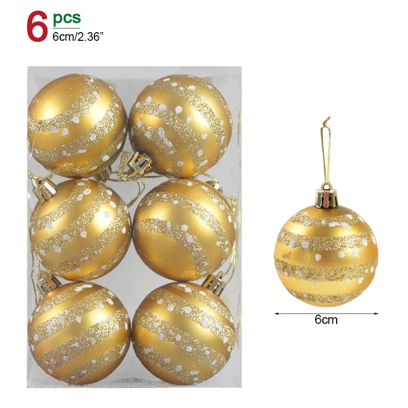 6 Stück 6 cm transparente Schneeball-Weihnachtskugeln Anhänger für Weihnachtsbaumschmuck Klare Kugeln Hängende Ornamente Weihnachten Navidad