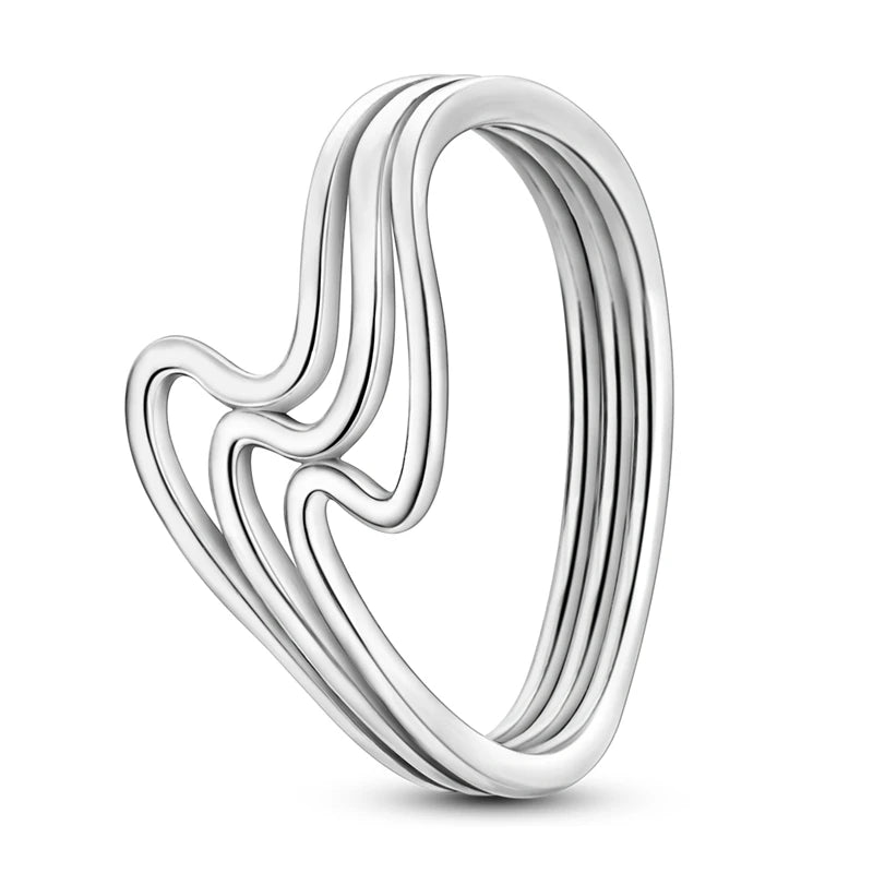 Ringe für Frauen 925 Silberfarbe Zirkon Wickellinie Geometrischer Sternring Verlobung Hochzeit Romantisches Valentinstag Feinschmuck Geschenk