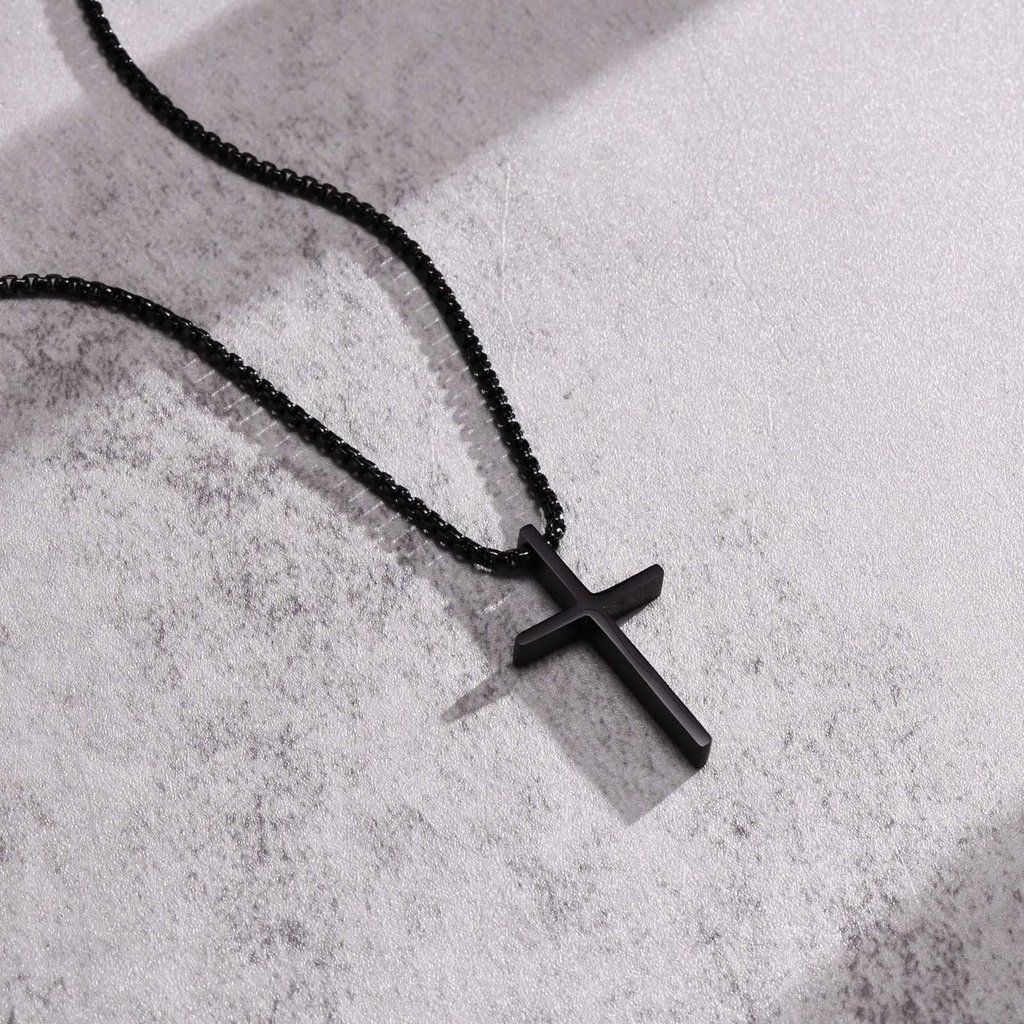 Vnox Schlichte Unisex-Kreuzketten, einfacher Edelstahl-Kreuzanhänger für Damen und Herren, Gebets-Halskette für Christen, verstellbare Panzerkette