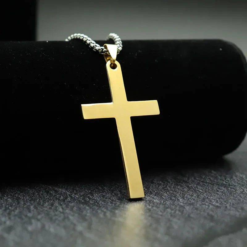 Schlichte Kreuzkette mit Kreis Anhänger Edelstahl Halskette Christ Kreuz Halskette für Herren Jungen Coole Halskette Collier