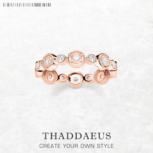 Runde Kreise Roségoldring Edler Schmuck Für Frauen Frühling Brandneues Romantisches Geschenk Aus Echtem 925er Sterlingsilber
