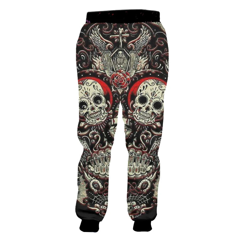 3D-Druck Totenkopf rauchend Lässige Y2K-Hose Herren Jogginghose Neu Coole Sweat-Jogger Harem Herren Volle Länge Hombre Kapuzen-Golfshirt