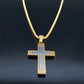 HNSP Stainless Steel Cross Pendant Chain Necklace For Men Christ Jesus Jewelry Catholic Crucifixes Rosaries Accessories