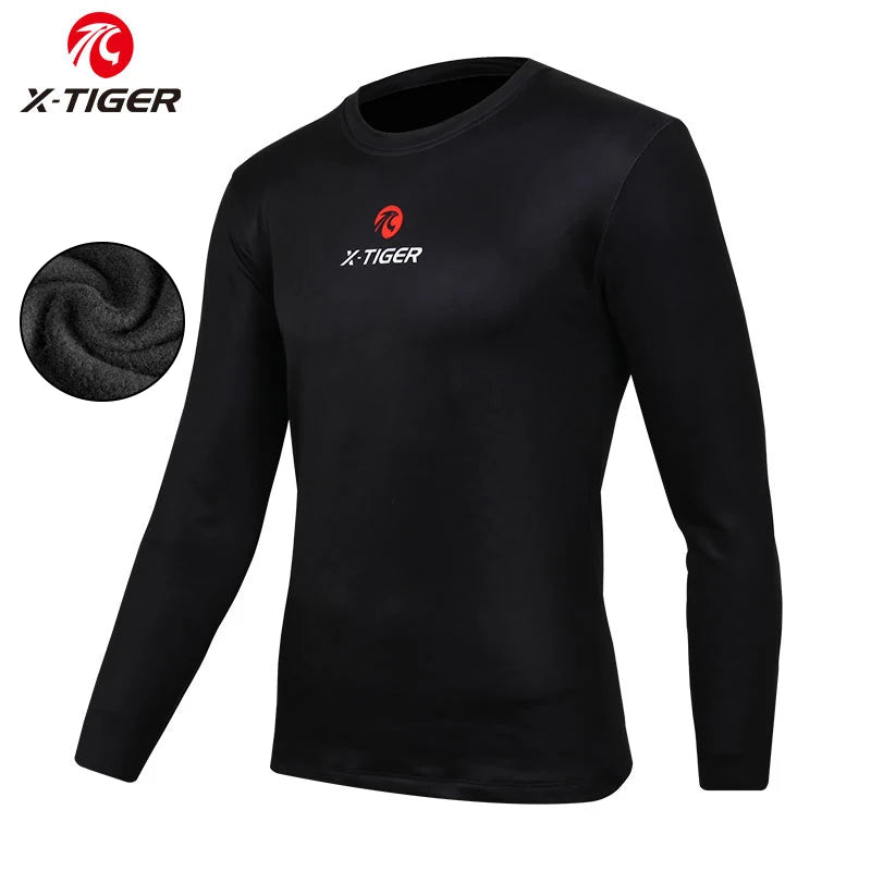 X-TIGER Winter Fahrrad Unterhemd Langarm Warme Fahrrad Unterwäsche Fleece Sport Radtrikot Hält Warm Rennrad Shirt