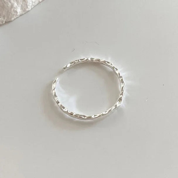 Echt 925 Sterling Silber minimalistische geometrische runde Ringe für Frauen Trendiger Edelschmuck Öffnung unregelmäßige Accessoires