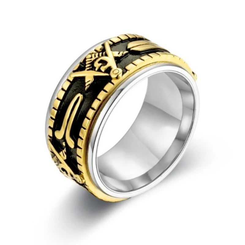 Freemasonry Geometric Rings Rotatable Titanium Steel Men's Large Ring Fashion Jewelry