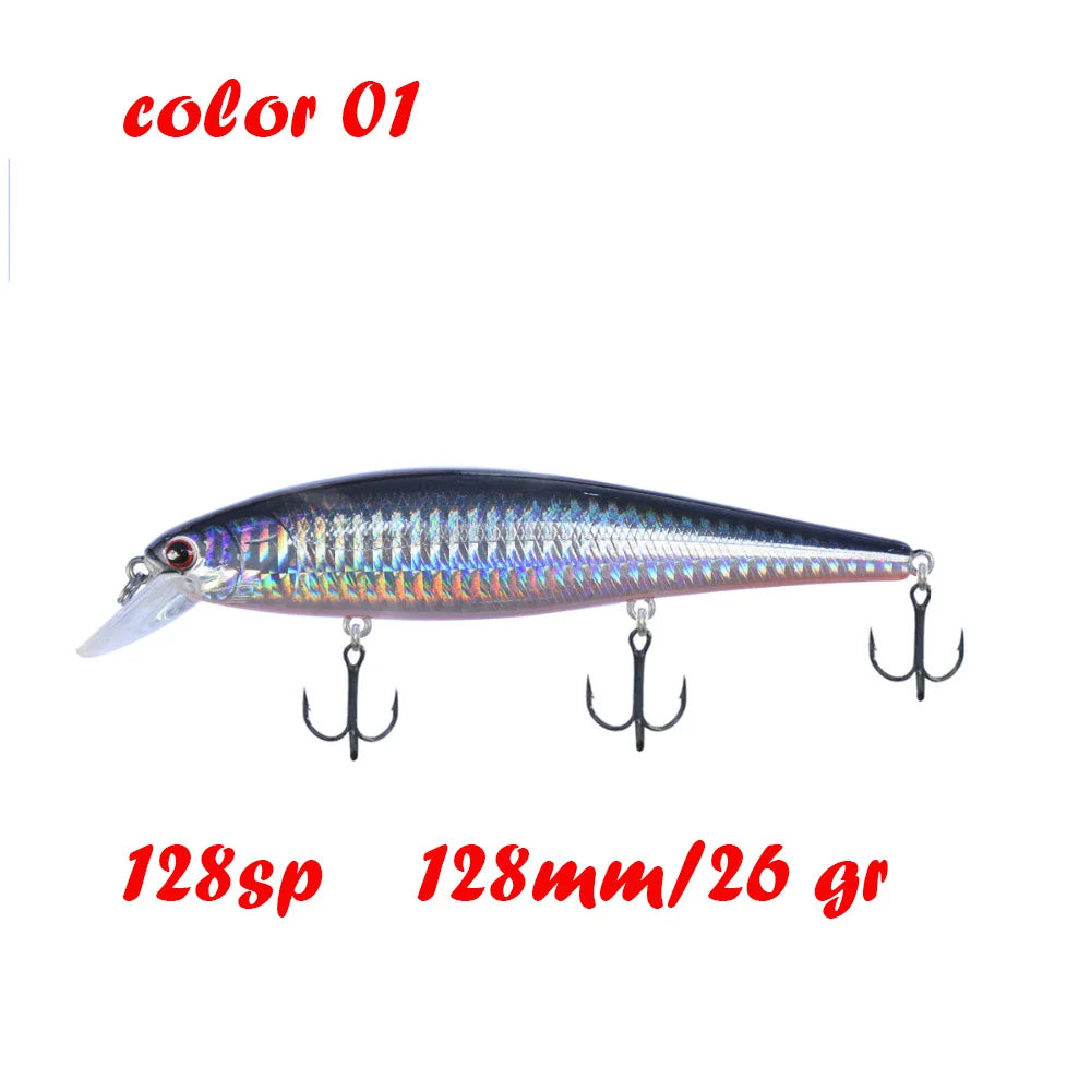 BassLegend Fishing Artificial Bait Suspending Minnow Shallow Wobbler Jerkbait Shad Bass Pike Lure 128 SP 78 F 65 SP