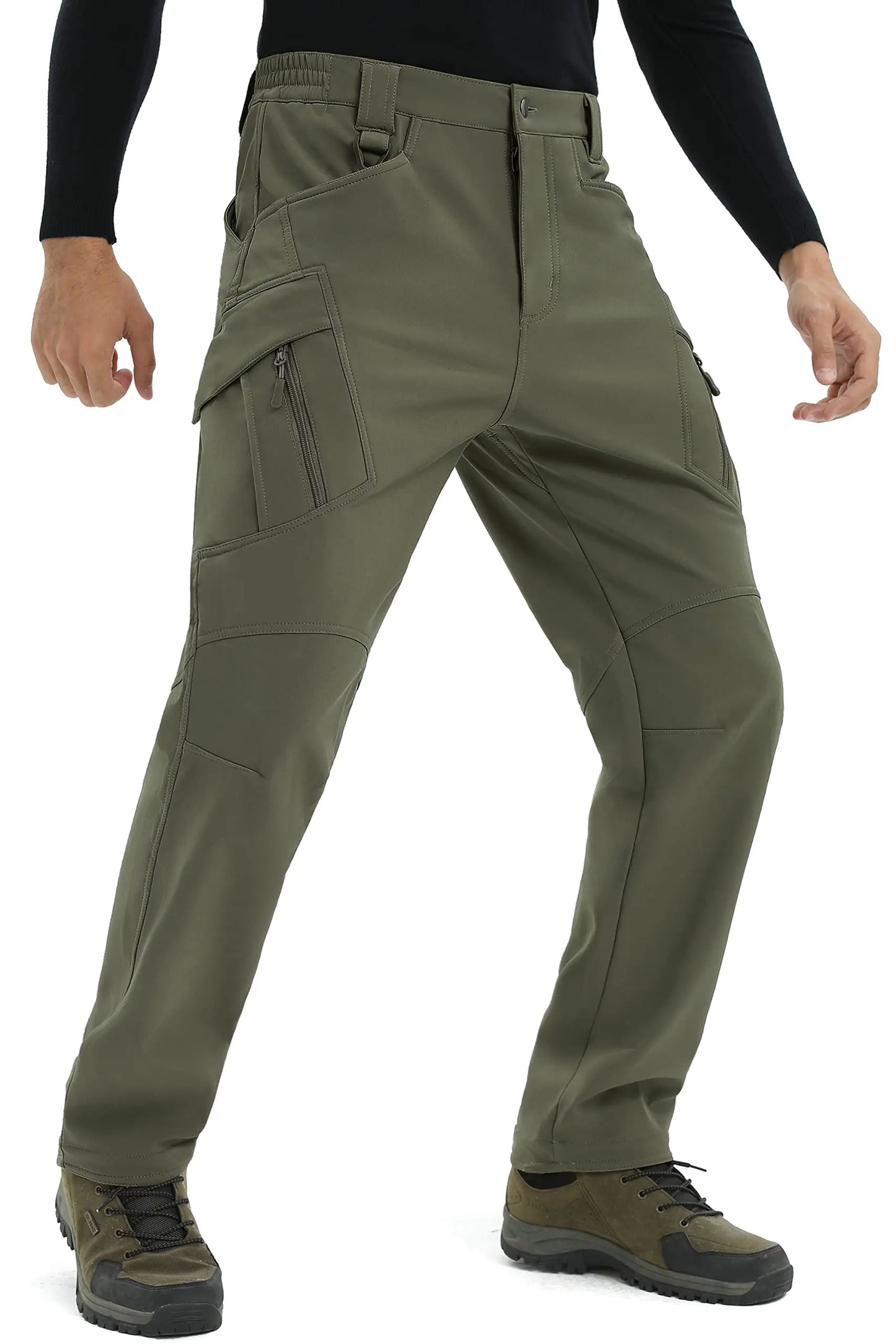 TACVASEN IX9 Winter Softshell Thermo Wanderhose Arbeitshose Herren Fleece Cargohose Wasserdicht Warm Outdoor Männer Hose