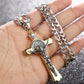 316L Edelstahl Charm Mode Kruzifix Jesus Kreuz Halskette Anhänger Mehrlagige Jesus Christus Kruzifix Halsketten 24''