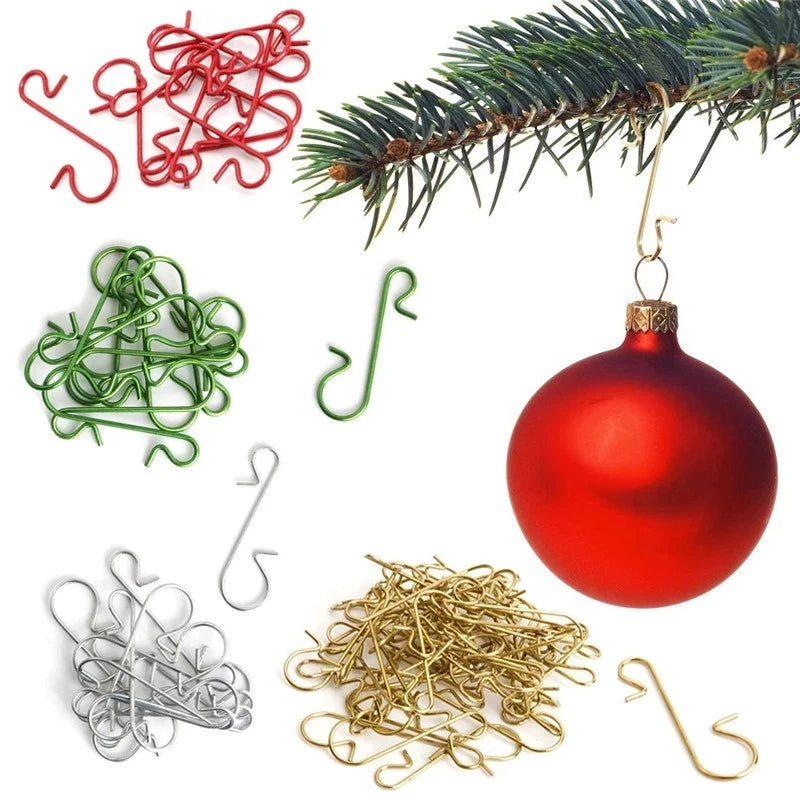 50 Stück Weihnachtskugel-Haken aus Metall, S-förmig, Weihnachtsbaumkugel-Anhänger, Hängedekoration für Zuhause, Weihnachten, Neujahr