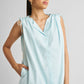 Shirt dress with Shoulder Tie Details in Summer Blue